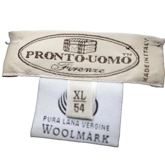 Pronto Uomo Sweater Mens XL Chocolate Brown Pure Virgin Wool Collared 1/4 Button - Picture 5 of 6